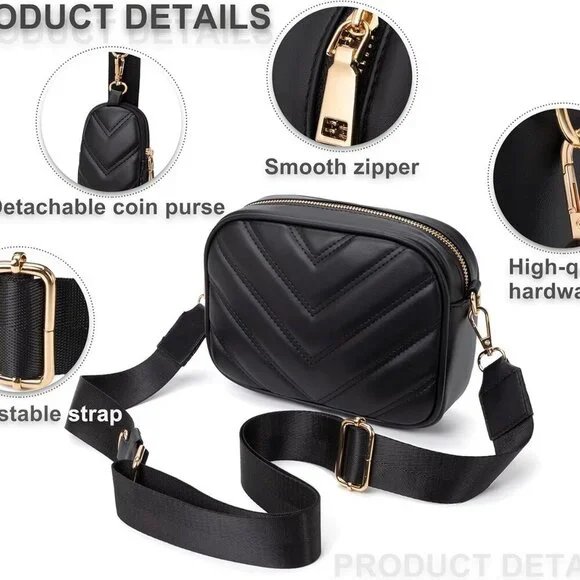 Small Quilted Crossbody Bags for Women Stylish Leather Purse Designer Handbag wi - Picture 5 of 7